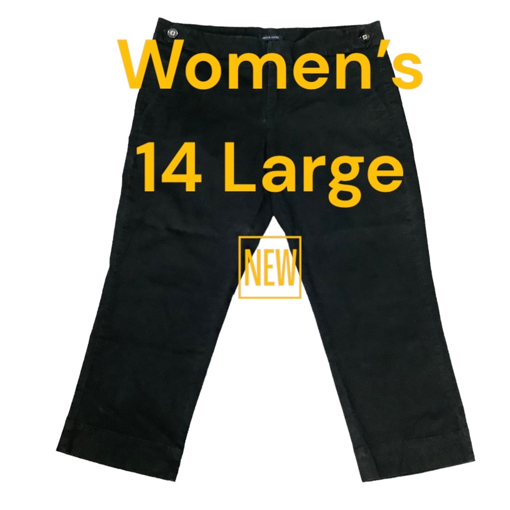 Women’s Tommy Hilfiger 14 L Large Capri Pants Black Chino Khakis Stretch Twill